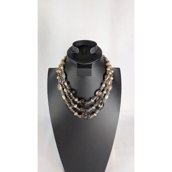 Stephen Dweck Vintage Necklace Triple Strand Smoky Quartz Sterling Terraquatic - Picture 1 of 10